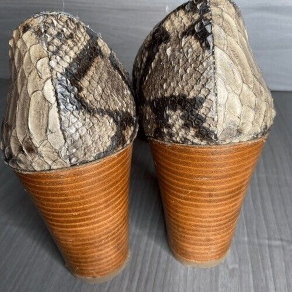 Vintage Boutique 9 Leather Snake Skin Cone Pump Heels Women Size 9M Tan Neutral - Picture 9 of 14
